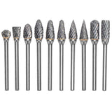 1 x RAW Customer Returns Mesee 10Pcs Tungsten Carbide Rotary Burrs, Double Edge Burr File Set with 3mm Shank Diamond Rotary Burrs for Polishing Drilling Grinding Engraving on Metals Wood Jade - RRP €17.87