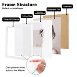 1 x RAW Customer Returns Egofine picture frame 20x20cm white set of 4, robust wooden composite photo frames with real glass for pictures 10x10cm with mat - horizontal or vertical for wall hangings or table decoration - RRP €27.22