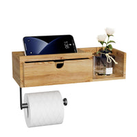 1 x RAW Customer Returns HapiRm Toilet Paper Holder Wood - Toilet Paper Holder with Wet Wipes Box, Stylish Simplicity Toilet Paper Holder, Practical Mounted Toilet Roll Holder Wood for Bathroom, Brown - RRP €19.99