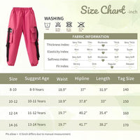 1 x RAW Customer Returns Girls Hip Hop Pants Kids Cargo Pants Elastic Joggers for Streetwear Dance Pink, 146-152  - RRP €31.99