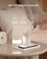 1 x RAW Customer Returns EZVALO Wireless Charger 3 in 1, Inductive Charging Station, Bedside Lamp with Charging Function and Bluetooth Speaker, QI Charging Station for iPhone Airpods Samsung Huawei Xiaomi, Gifts for Women - RRP €34.96