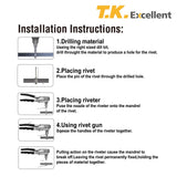 28 x Brand New TKExcellent Rivet Pliers 150 rivets and 3 drills for blind rivets in Aluminum and stainless steel with a diameter of 3.2-4.8 mm - RRP €330.96