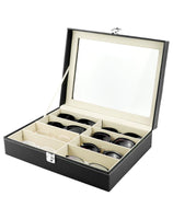 1 x RAW Customer Returns QWORK - Sunglasses Organizer Case, Glasses Organizer with 8 Compartments, Sunglasses Jewelry Collection Case - RRP €23.99