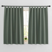 1 x RAW Customer Returns PONY DANCE Short curtains children s room boy window curtains with loops blackout curtains kitchen opaque curtains grey-green loop curtain set of 2 H 145 x W 140 cm - RRP €26.95