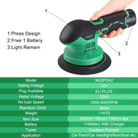 1 x RAW Customer Returns AUTIWOZ cordless polishing machine, eccentric polishing machine, 1 battery, random orbit 8mm, car polishing machine 12V, 6 variable speed, cordless buffer wax, cordless angle grinder for cars, boats, furniture - RRP €66.79