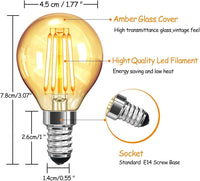 1 x RAW Customer Returns WOOWTT E14 Vintage Light Bulb, LED Edison Light Bulb, 6W LED Filament Retro Lamp Incandescent Bulb, Antique Amber Warm White 2700K Globe G45, 220V, 560 Lumen, Not Dimmable - 6 Pack - RRP €17.14