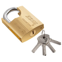 1 x RAW Customer Returns Solid Padlock with 4 Keys Brass Security Lock Apartment Door Lock, Locker Padlock with Key, Increased Reinforcement, Square Reinforced Lock 50mm - RRP €9.06