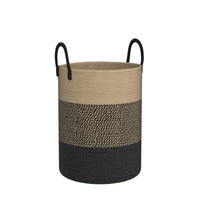 1 x RAW Customer Returns YOUDENOVA Laundry Basket Woven Laundry Collector Toy Storage Storage Basket with Handle Handmade Made of Cotton Z-Brown Black - RRP €29.99