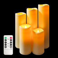 1 x RAW Customer Returns candlesee LED Flameless Candles of 5 Pieces, Waterproof Battery Operated Flickering Candle Outdoor with Timer Remote Control for Balconies, Outdoor Lanterns, Indoors, Wedding Decorations - RRP €19.15