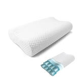 1 x RAW Customer Returns CQQC Adjustable Memory Foam Pillow 4-Heights, Ergonomically Designed Neck Support Suitable for Side and Back Sleeping - RRP €29.99