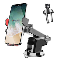 1 x RAW Customer Returns HELIOTION Car Phone Holder, Mobile Phone Holder 3 in 1 Universal 360 Rotatable, Retractable for Windshield Car Ventilation with Suction Cup for iPhone Samsung Huawei LG - RRP €12.29