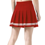 1 x RAW Customer Returns Dressystar Women s Stretchy Pleated Skirt Schoolgirl Solid Skater Tennis Short Cheerleader Skirt Red White Stripes M - RRP €21.49