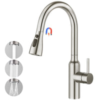 1 x RAW Customer Returns CREA kitchen tap extendable, kitchen tap with 3 modes, sink tap single lever mixer tap kitchen 360 rotatable, high pressure single-lever sink tap mixer tap made of brushed stainless steel - RRP €87.96