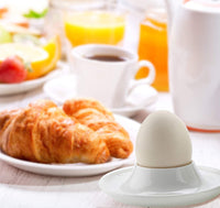 1 x RAW Customer Returns ComSaf Egg Cup White 6 Pieces, White Porcelain Egg Stand with Shelf, Breakfast Egg Holder Set - RRP €24.99