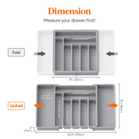 1 x RAW Customer Returns Lifewit Cutlery Tray for Drawers, Expandable Cutlery Insert for Kitchen Drawers, Adjustable Cutlery Tray, Plastic, Cutlery Spoons Forks Knife Holder Storage Insert, Large, Gray - RRP €22.34