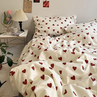 2 x RAW Customer Returns Nayoroom bed linen 140x200 hearts red white aesthetic duvet cover microfiber white bed linen with small red hearts and pillowcase 70x90 cm with zipper - RRP €41.12