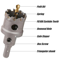 1 x RAW Customer Returns Vearter TCT Hole Saw 13mm Carbide Drill Bit with Center Drill Bit Cutter for Carbide, Stainless Steel, Mild Steel, Aluminum Alloy, Copper, Iron, Plastic and Fiberglass - RRP €8.26