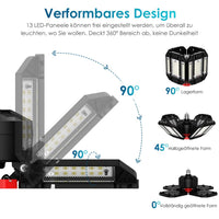 1 x RAW Customer Returns 200W LED Garage Light Workshop Lamp Garage Lighting 1 PCS - 20000LM 6500K Deformable Ceiling Lamp with 12 Adjustable Panels - E26 E27 Bay Light for Basement Shop Workshop Barn Warehouse - RRP €26.22