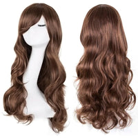 1 x RAW Customer Returns YEESHEDO Dark Brown Cosplay Wig for Women Long Wavy Hair Synthetic Wigs with Bangs for Halloween Party Costume Anime 32 Inch 80 cm - RRP €15.99