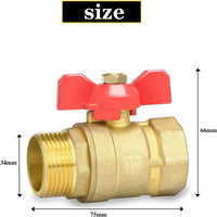 2 x RAW Customer Returns drado ball valve brass 1 inch with wing handle red, ball valve 1 IG AG DN25 PN16 for water pipes faucet - RRP €26.4