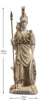 1 x RAW Customer Returns BeautifulGreekStatues Athena with owl Medusa holding shield Greek goddess Alabaster statue gold 17 cm - RRP €41.9