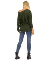 1 x RAW Customer Returns ZANZEA Women s Loose Asymmetrical Jumper Sweatshirt Pullover Blouse Tops Oversize Tops Army Green M - RRP €36.29