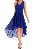 1 x RAW Customer Returns bridesmay Cocktail Dresses Elegant for Wedding Mullet Formal Dresses Chiffon Dresses Sleeveless Chiffon Royal Blue XL - RRP €46.38