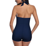 1 x RAW Customer Returns Durio Women s One-Piece Swimsuit Tummy Control Swimwear Beachwear Swimsuit Monokinis Halterneck Push Up Large Sizes Navy Blue 48-50 Tag Size 4XL  - RRP €35.28