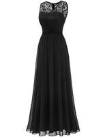 1 x RAW Customer Returns DRESSTELLS Women s Evening Dress Floor Length Elegant for Wedding Chiffon Bridesmaid Dresses Lace Cocktail Dress Sleeveless Ball Gown Black XL - RRP €62.99