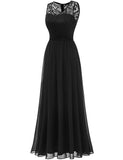 1 x RAW Customer Returns DRESSTELLS Women s Evening Dress Floor Length Elegant for Wedding Chiffon Bridesmaid Dresses Lace Cocktail Dress Sleeveless Ball Gown Black XL - RRP €62.99