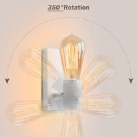 1 x RAW Customer Returns Lightess wall light indoor white retro wall lamp E27 swiveling vintage wall spotlight wall spot rustic industrial lamp industrial wall lighting for living room bedroom dining room children s room - RRP €18.58