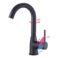 1 x RAW Customer Returns HOGART bathroom faucet, black wash basin faucet, wash basin faucet, mixer tap, kitchen faucet, wash basin faucets high, bathroom faucet for wash basin, 360 rotatable - RRP €44.36