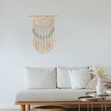 1 x Brand New Macrame Wall Hanging Large Boho Decor Handmade Yarn Woven Art Tapestry for Kids Room, Bedroom, Living Room Blue Beige - RRP €22.8