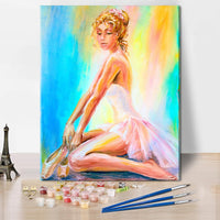 1 x Brand New Beautiful Sitting- Paint by Numbers for Adults Kids Colorful Ballet Girl Women Pictures Oil Painting Kits by Numbers on Canvas Wall Decor for Home Living Room Farmhouse 16 Inx20 In - RRP €7.04