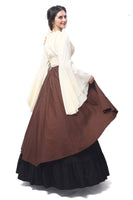 1 x RAW Customer Returns Fiamll Renaissance Dress Women Medieval Dress Medieval Costume Women Trumpet Sleeve Victorian Dresses Brown M Shirt and Skirt  - RRP €62.11