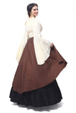 1 x RAW Customer Returns Fiamll Renaissance Dress Women Medieval Dress Medieval Costume Women Trumpet Sleeve Victorian Dresses Brown M Shirt and Skirt  - RRP €61.87