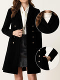 1 x RAW Customer Returns Allegra K Women s Winter Coat Double Breasted Flat Collar Belt Pockets Coat Black XL - RRP €88.73