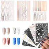 3 x Brand New Adisno 8 Sheets Nail Stickers Striping French Decorations, Line Decal Nail Stickers, DIY Nail Art Decorations Stickers for Nail Decoration - RRP €24.15