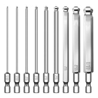 1 x RAW Customer Returns 9 Magnetic Screwdriver Bits, 10mm Shank Long Screwdriver Bits, 1 4 Inch Ball Head, Hex Head Screwdriver Bits, 1.5 2 2.5 3 4 5 6 8 10H Screwdriver Bit Set 1  - RRP €12.09