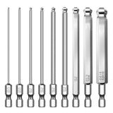 1 x RAW Customer Returns 9 Magnetic Screwdriver Bits, 10mm Shank Long Screwdriver Bits, 1 4 Inch Ball Head, Hex Head Screwdriver Bits, 1.5 2 2.5 3 4 5 6 8 10H Screwdriver Bit Set 1  - RRP €12.09