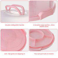 1 x RAW Customer Returns Spesh Round Cake Carrier with Handle 10 Inch Cake Container Reusable Cake Butler with Cutting Grooves PP Plastic Cake Container 30x15 cm Pink  - RRP €30.11