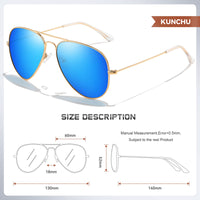 1 x RAW Customer Returns kunchu Pilot Polarized Sunglasses for Men Women Fashion Metall Black Sunglasses Uv400 Sports Fishing Cycling Running - RRP €58.8