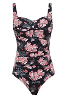 1 x RAW Customer Returns Aidotop Women s One Piece Swimsuit Monokini Adjustable Shoulder Strap Bathing Suits Pleated Swimwear Swimsuit XXL, Black pink Flower  - RRP €30.99