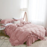 1 x RAW Customer Returns Lanqinglv Ruffles Pink Bed Linen 155x200 2-Piece Girls Microfibre Duvet Cover Quilt Cover with Zip with Pillowcases 80x80 - RRP €35.28