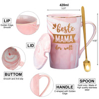 1 x RAW Customer Returns Mom gift mug with saying Best Mom in the World , gifts gift ideas for mother birthday gift for Christmas for Mother s Day birthday, 400ml pink, with lid spoon, gift box - RRP €16.99