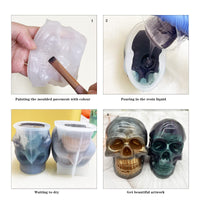 1 x RAW Customer Returns WYAHYQ 2 pieces skull casting molds for concrete epoxy resin candle molds silicone skull Halloween silicone mold large - RRP €12.44