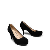 7 x Brand New DREAM PAIRS Comfortable Thin High Heels with Plateau Classic Pumps with Round Toe, Size 40, Black Nabuk, TIFFANNY - RRP €411.6