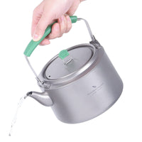 1 x RAW Customer Returns iBasingo 1.2L Camping Titanium Kettle Teapot with Filter Folding Handle Portable Lightweight Water Jug with Large Capacity for Gas Stove Travel Tea Coffee Maker Outdoor Backpacking Boiler Ti3102D - RRP €62.52