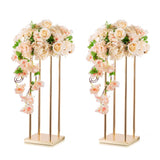 2 x Brand New Flower Stand Wedding Table Centerpieces - 2 Golden Flower Vases 60cm High Plant Stand Inweder 2-Tier Metal Floor Vase for Birthday Party Wedding Stage Home Decorations - RRP €151.92