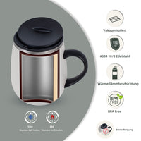 1 x RAW Customer Returns Ideus Coffee Mug 16 oz Double Wall Vacuum Insulated Stainless Steel Coffee and Tea Mug with Non-Slip Handle and Sliding Module Lid and Large Capacity White  - RRP €24.99